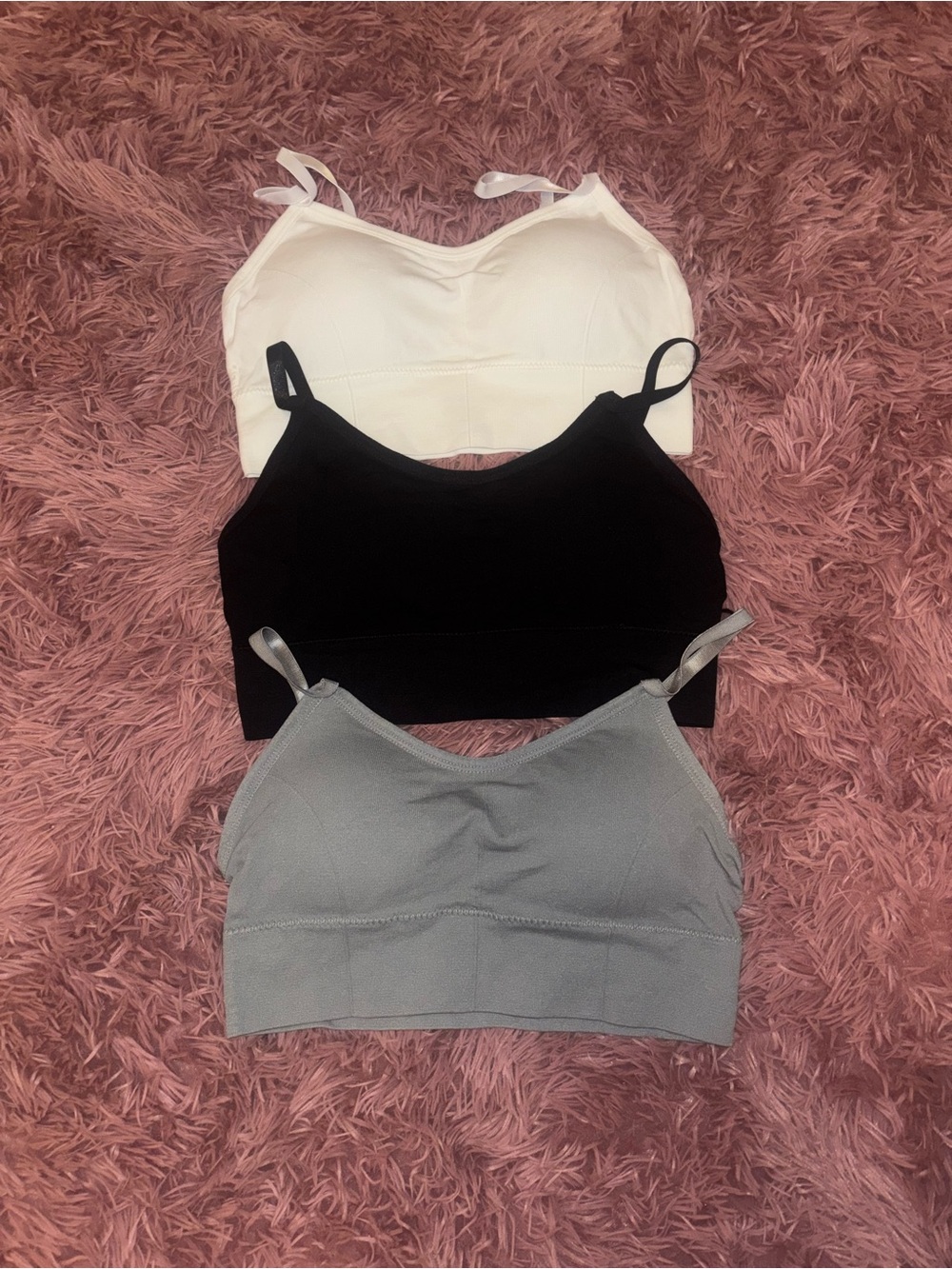 SHEIN Seamless Everyday Bralette - White, Black & Grayish/seafoam
